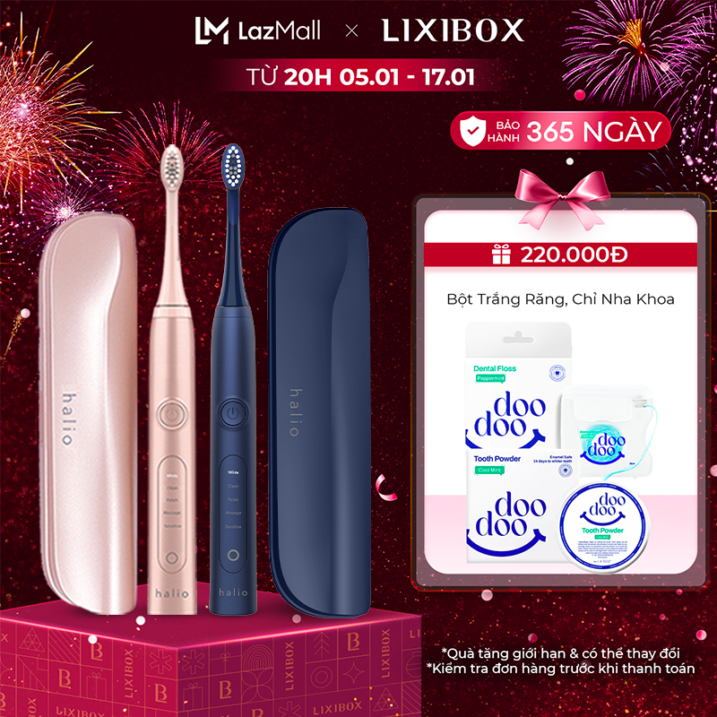 Combo Bàn chải điện làm trắng răng Halio Sonic Whitening Electric Toothbrush PRO (Bộ đôi cùng màu)