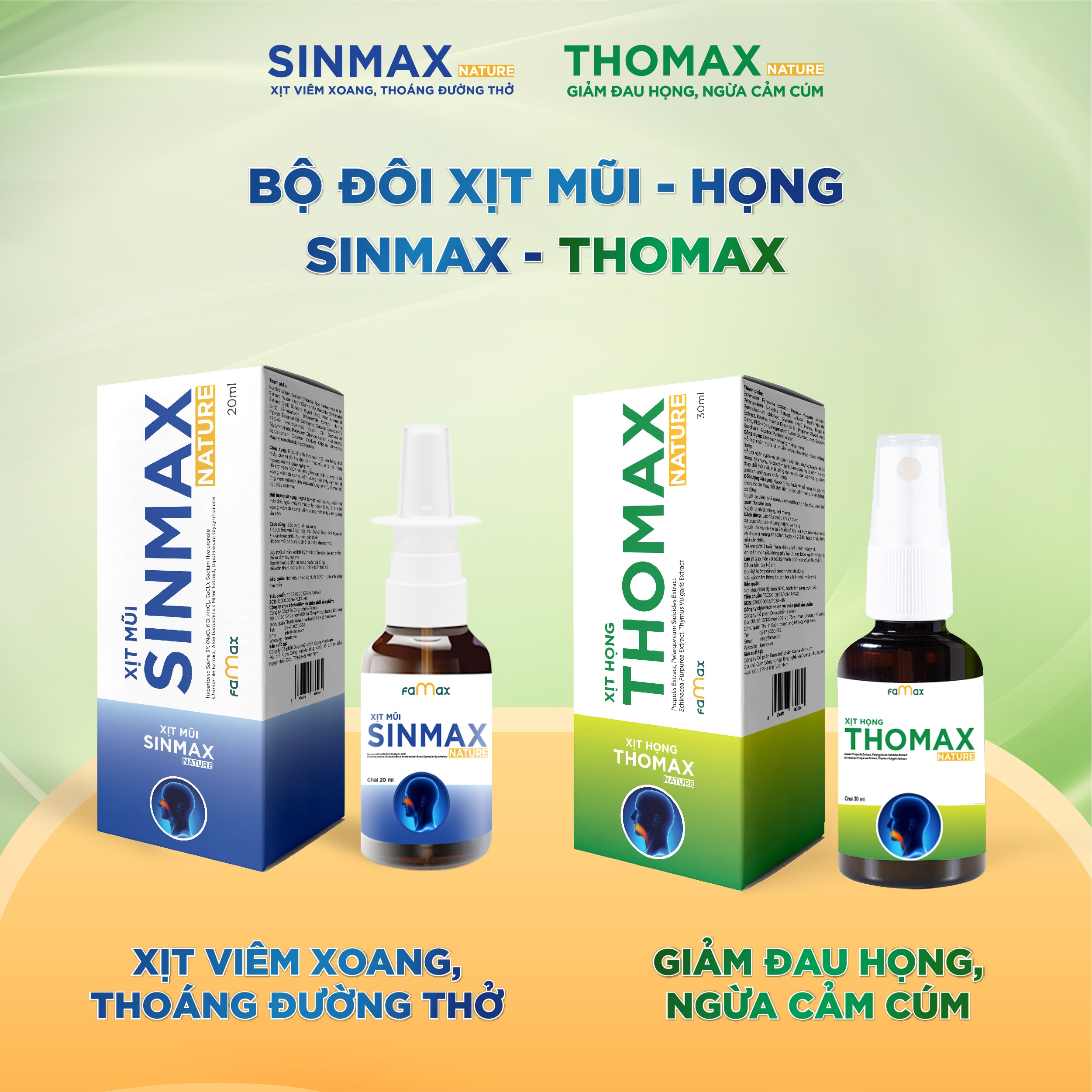 COMBO XỊT MŨI HỌNG FAMAX PHÒNG NGỪA HỖ TRỢ VIÊM XOANG THOÁNG ĐƯỜNG THỞ GIẢM ĐAU HỌNG NGỪA CẢM CÚM SI