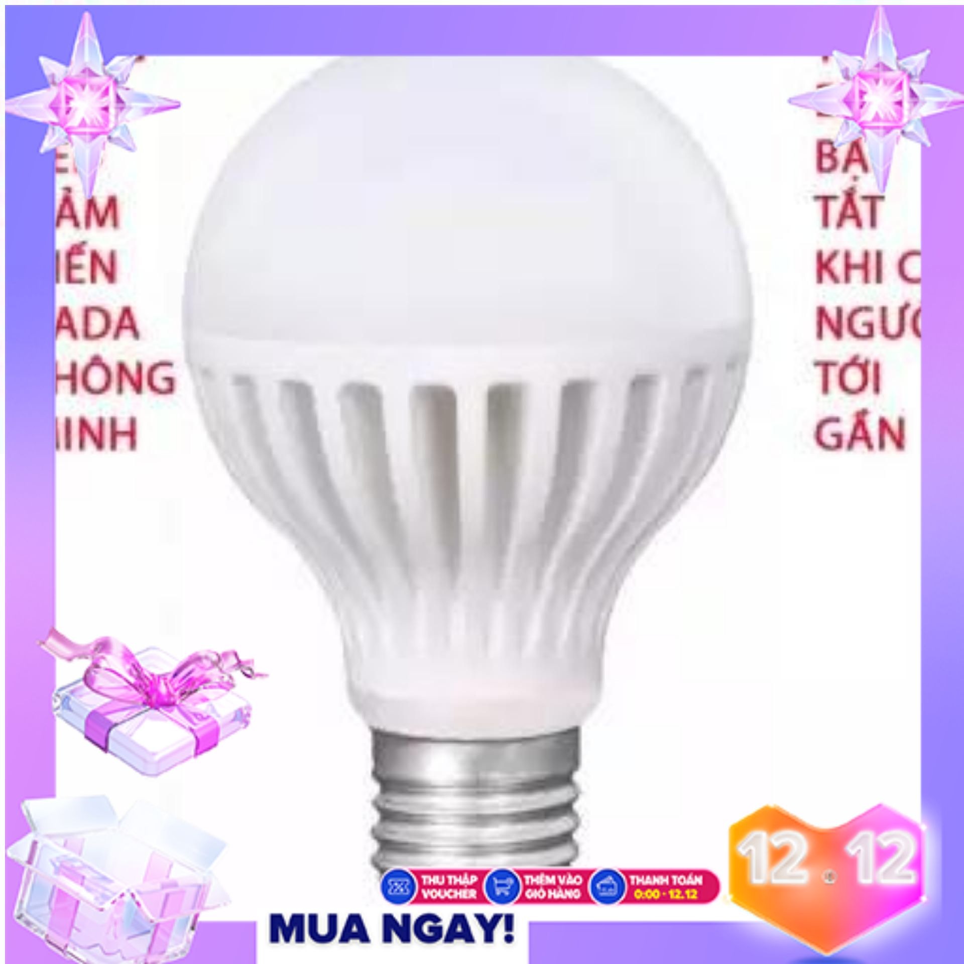 Bóng đèn cảm ứng rada 12w chuyển động ánh sáng trắng. Có người di chuyển trong vùng cảm ứng thì đèn sẽ sáng.
