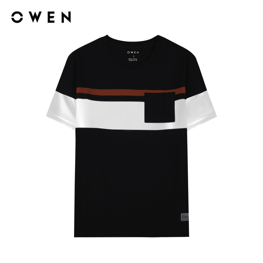 OWEN - Áo thun nam Tshirt ngắn tay Body Fit TSN233238 màu Đen chất liệu COTTON MODAL