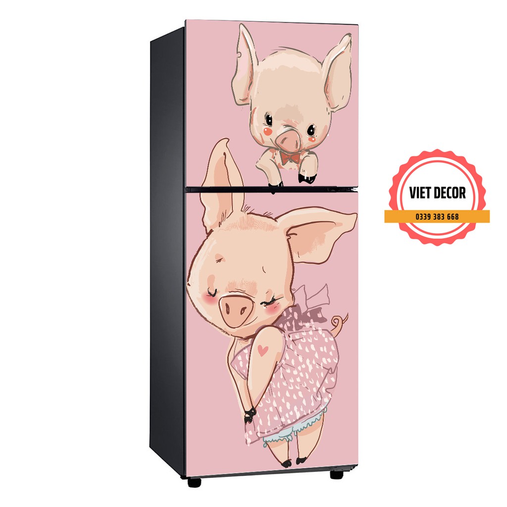 Miếng Dán Tủ Lạnh Lợn Hồng - Decal Tủ Lạnh Máy Giặt nhiều Kích thước - Màu sắc đẹp - Viet Decor