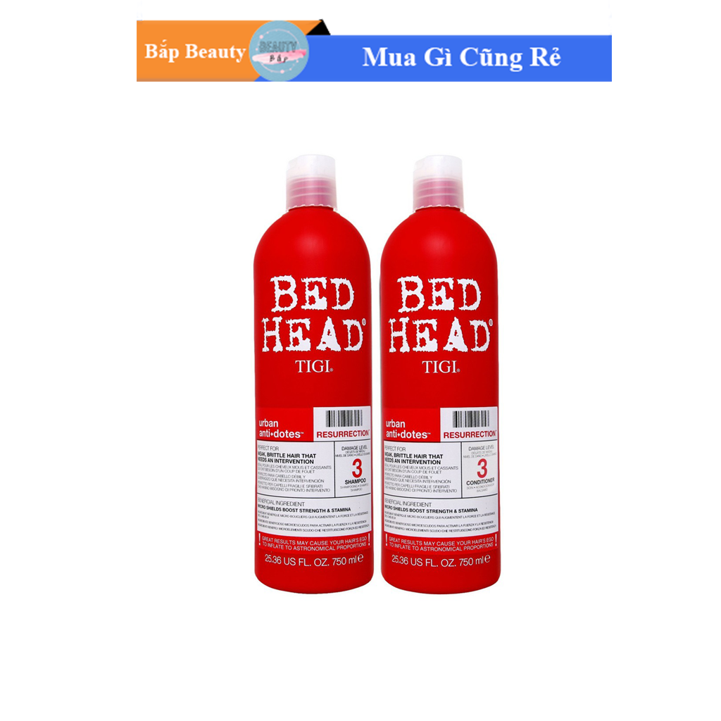 [HCM]Bộ đôi Dầu gội Tigi Bed Head đỏ số 3 dành cho tóc hư tổn nặng
