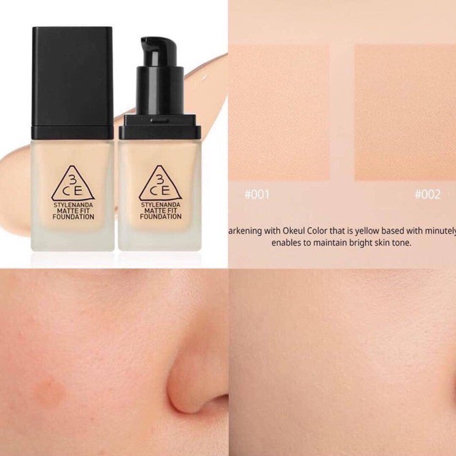 [Sẵn]Kem Nền 3Ce Matte Fit Foundation Tone 001