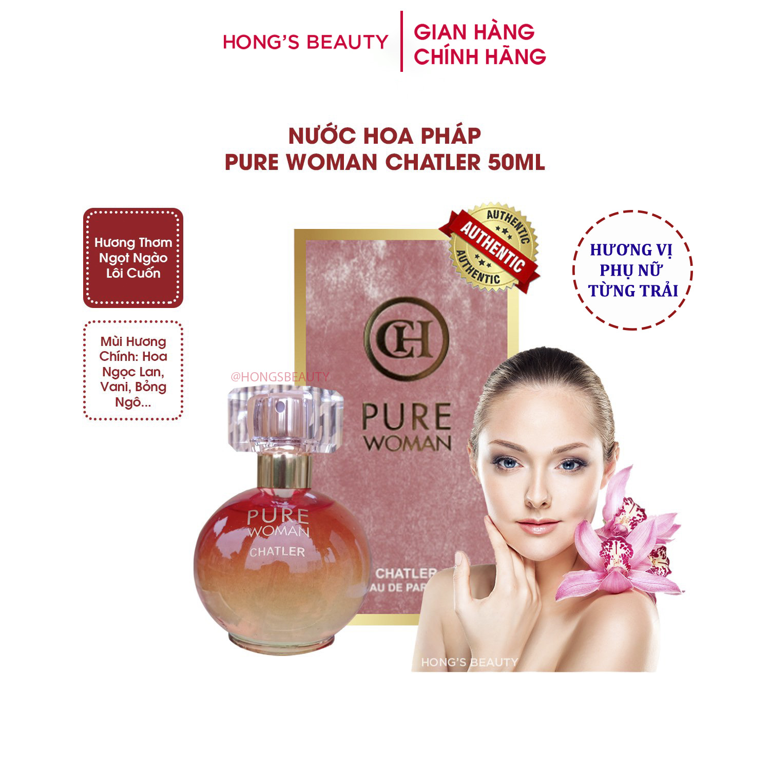 Nước Hoa Nữ Pure Woman Chartco 50Ml Thơm Ngất Ngây - Hongs Beauty