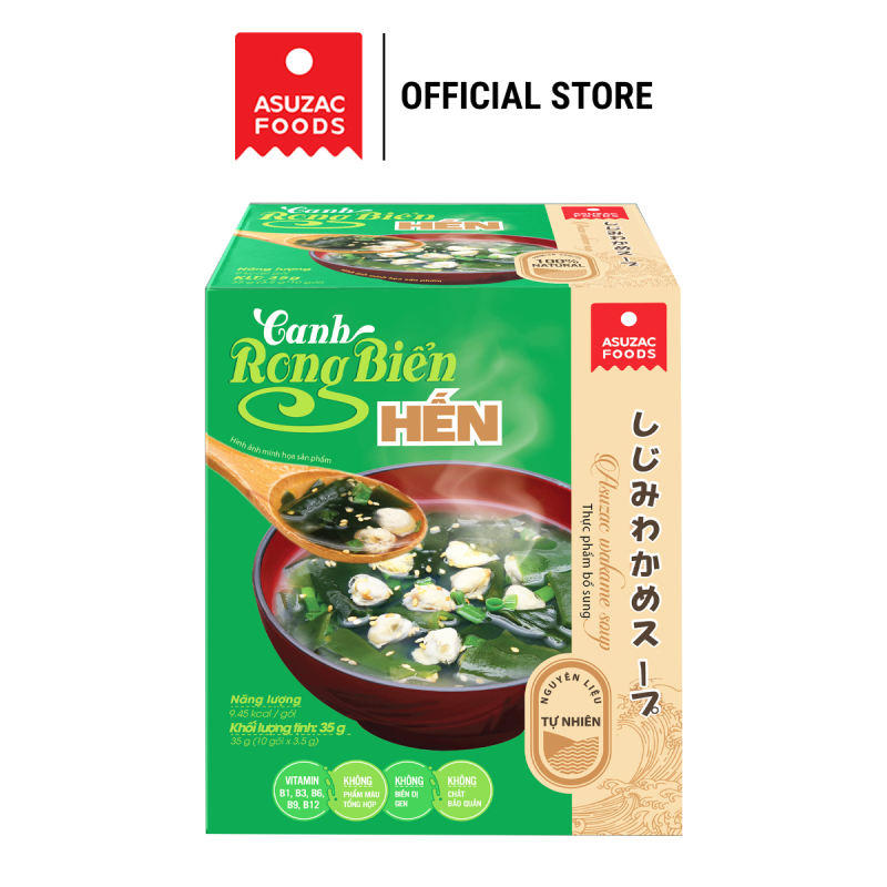 Canh rong biển hến Asuzac hộp 35g (3.5g x 10 gói)