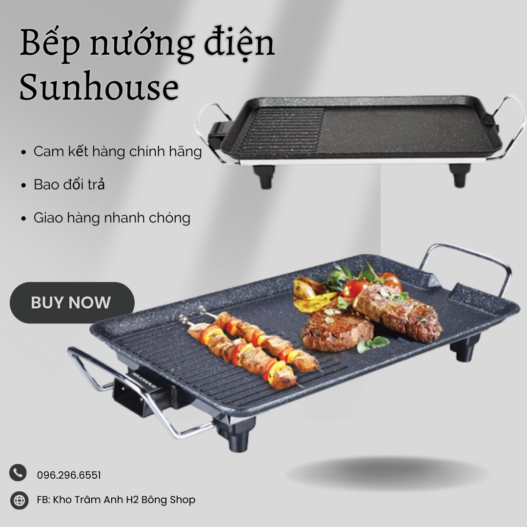 Bếp nướng điện không khói chống dính Sunhouse- Bếp điện Sunhouse chính hãng