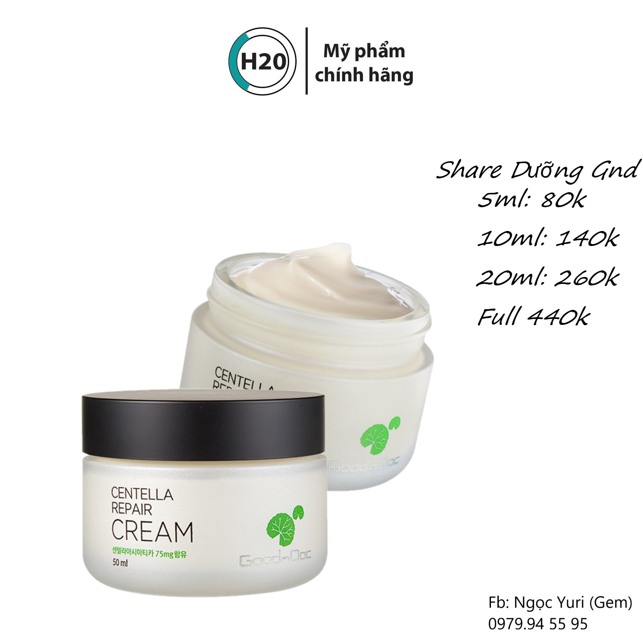 [Hàng Nhập Khẩu] Kem Rau Má Goodndoc Centella Repair Cream Dưỡng Ẩm Phục Hồi Da 50Ml