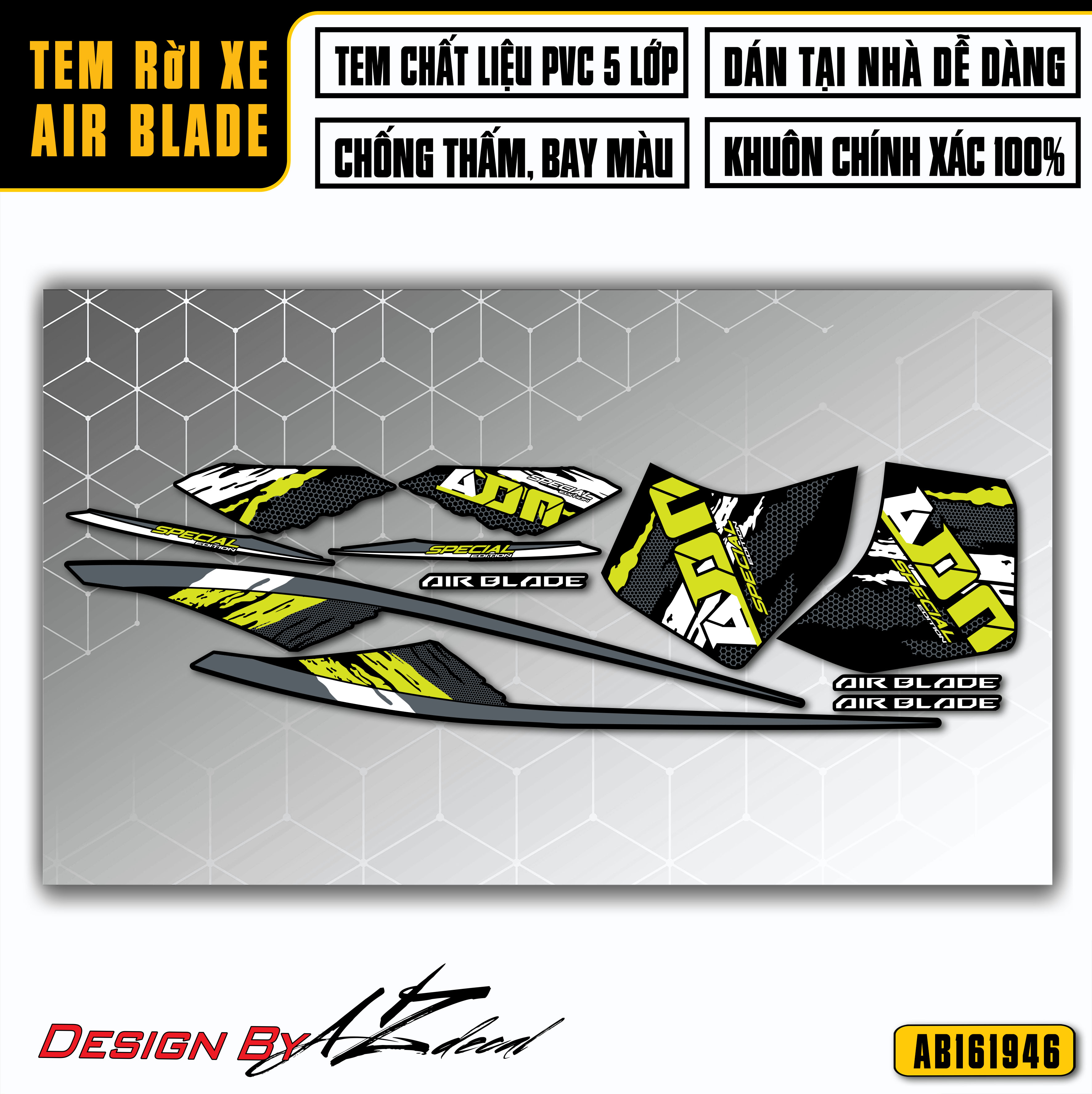 Tem Airblade Thiết Kế Special Edition | AB46 | Team Decal Dán Xe Máy Air Blade AB Đời 2016 2019 2020