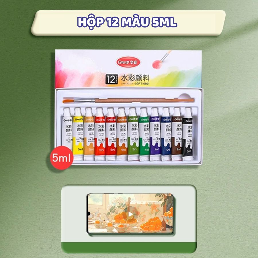 Màu Vẽ Dạng Tuýp Màu Nước Pha Màu An Toàn Cho Bé Hộp Màu Acrylic 12/18/36 Tuýp Nhiều Tone Màu Tặng Kèm Cọ Vẽ Đẹp
