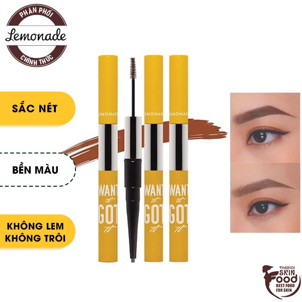 Chì Kẻ Mày Hai Đầu Tiện Lợi Cho Lông Mày Hoàn Hảo Lemonade Want It Got It Dual Eyebrow