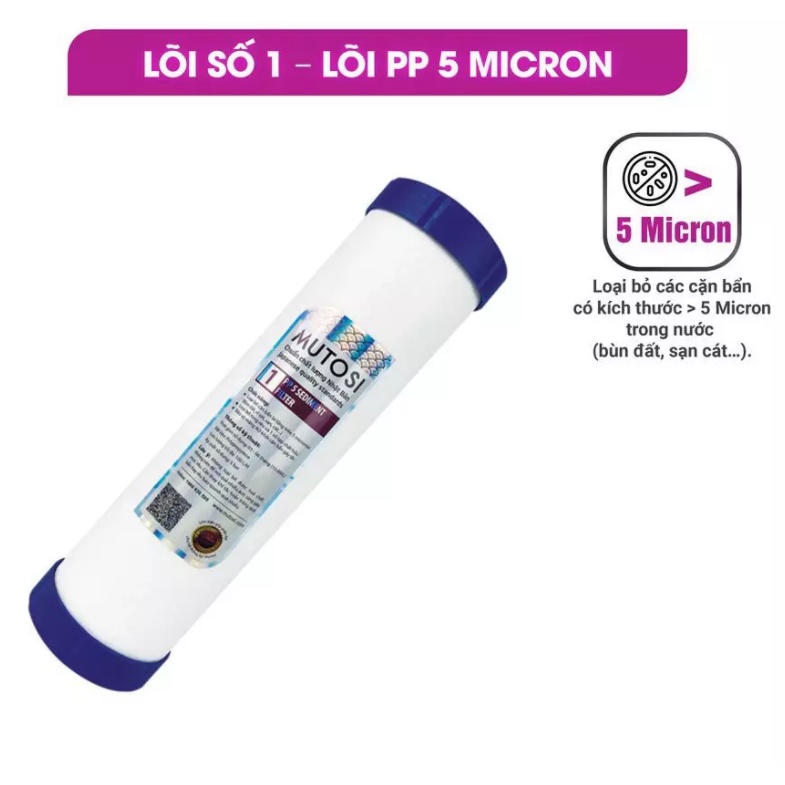 Lõi Lọc Nước Mutosi Lõi Số 1 Pp5 Micro 10 inch Dùng Cho Máy Lọc Nước Ro
