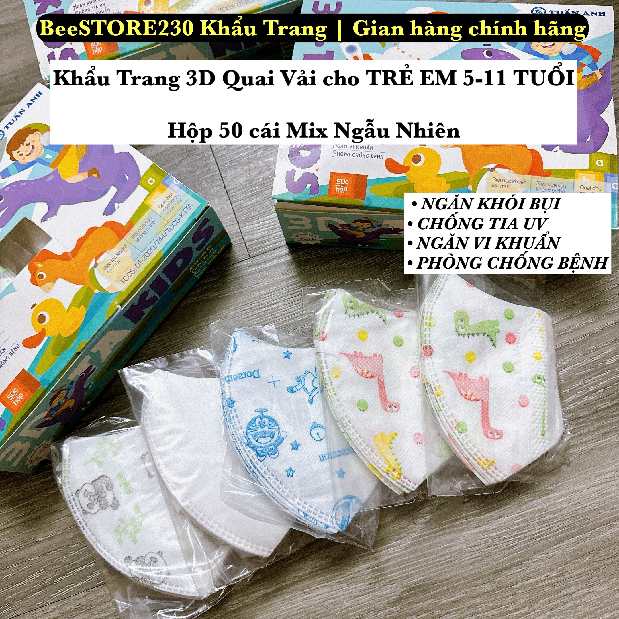 [SIÊU RẺ] Khẩu Trang 3D TAKIDS Hộp 50cái cho em bé 2-8 tuổi FORM Hoạ tiết siêu dễ thương