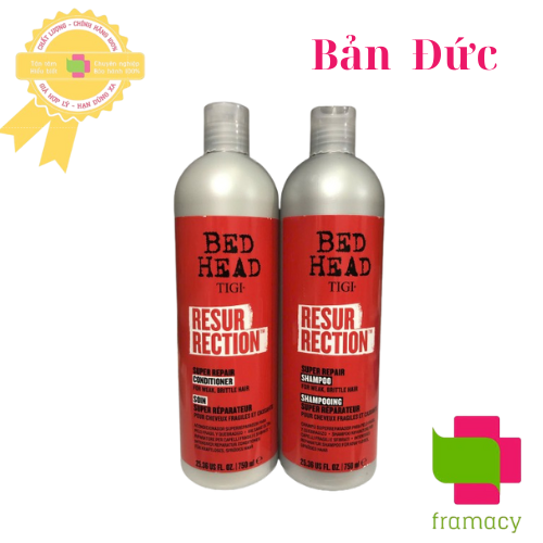Tigi Bed Head Cặp dầu gội, xả cho tóc hư tổn cấp độ 3 màu Đỏ, Đức (2x750ml)
