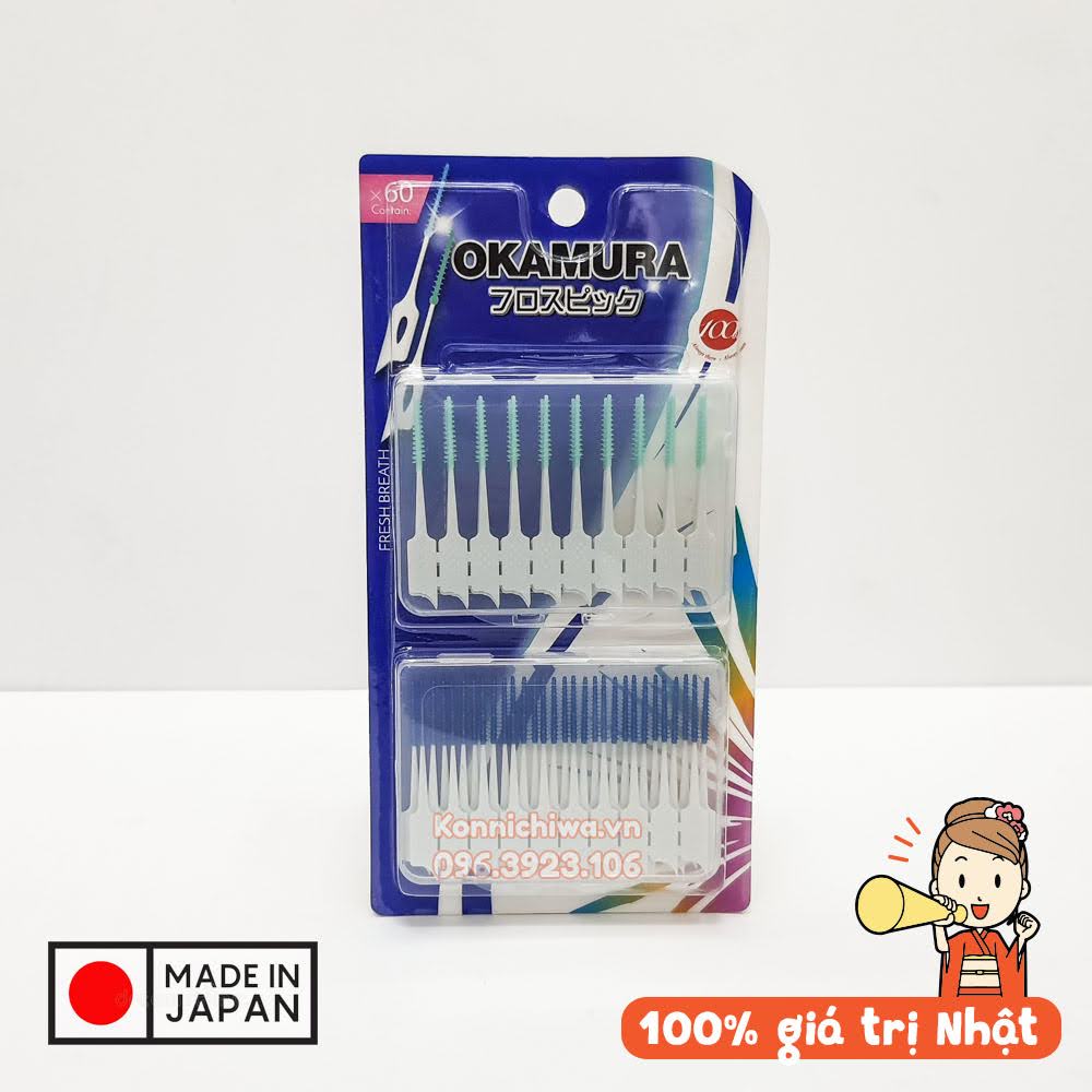 Tăm Xỉa Răng Siêu Mềm Từ Sợi Silicon Okamura Vỉ 2 Hộp/ Vỉ Nhựa 60 Cái Tăm Nha Khoa Tăm Y Tế