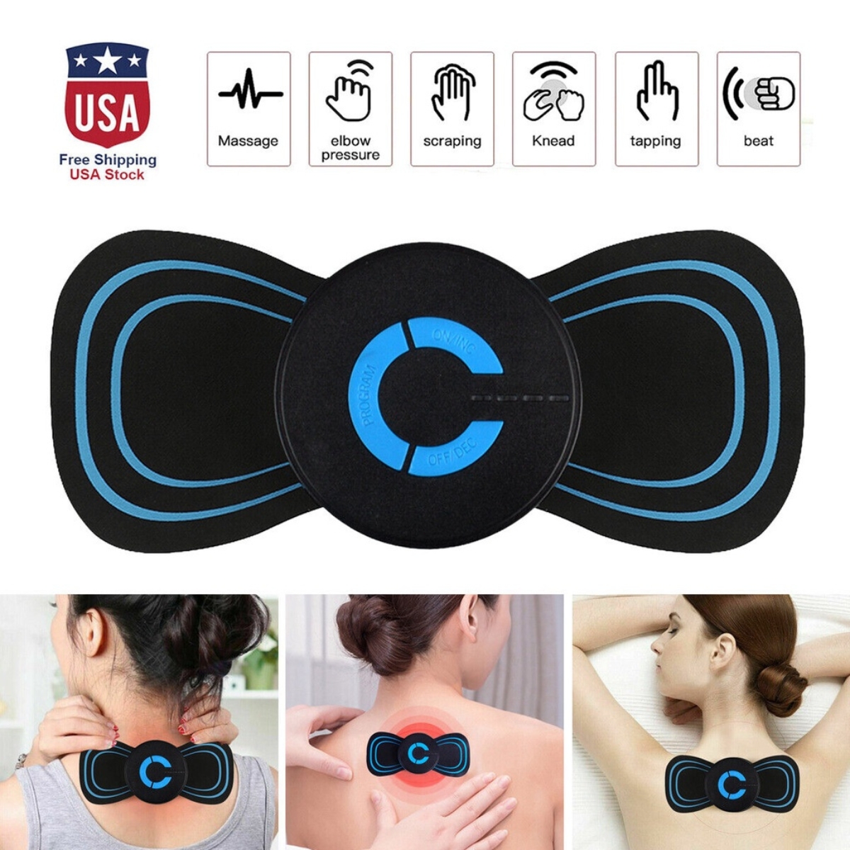 Máy Massage Cầm Tay Xung Điện EMS 8 Cấp Độ Máy Mát Xa Cổ Vai Gáy Giúp Giảm Đau Thư Giãn Máy Massage 