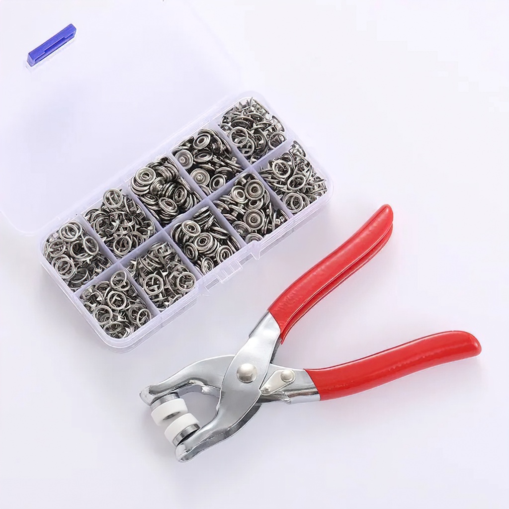 Bộ kìm bấm khuy cúc áo kèm hộp 50 chi tiết cúc áo thép Dụng cụ bấm khuy đa năng