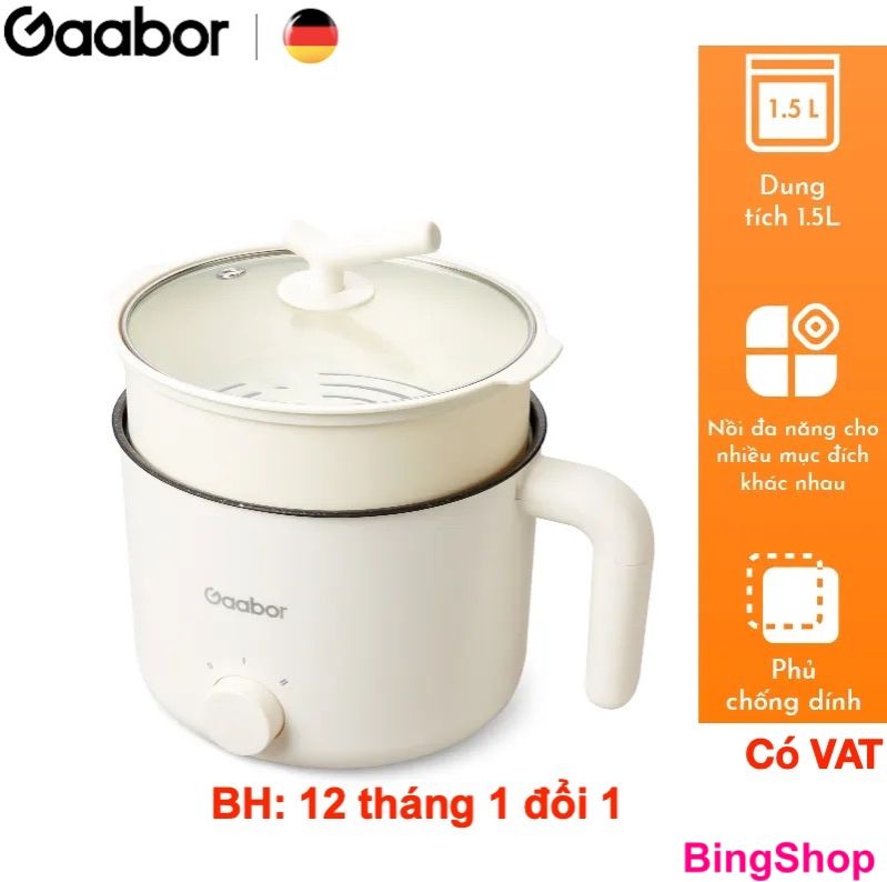 Nồi điện đa năng 15L Gaabor GR-N15A phủ lớp chống dính 600W 2 mức nhiệt - Chính hãng