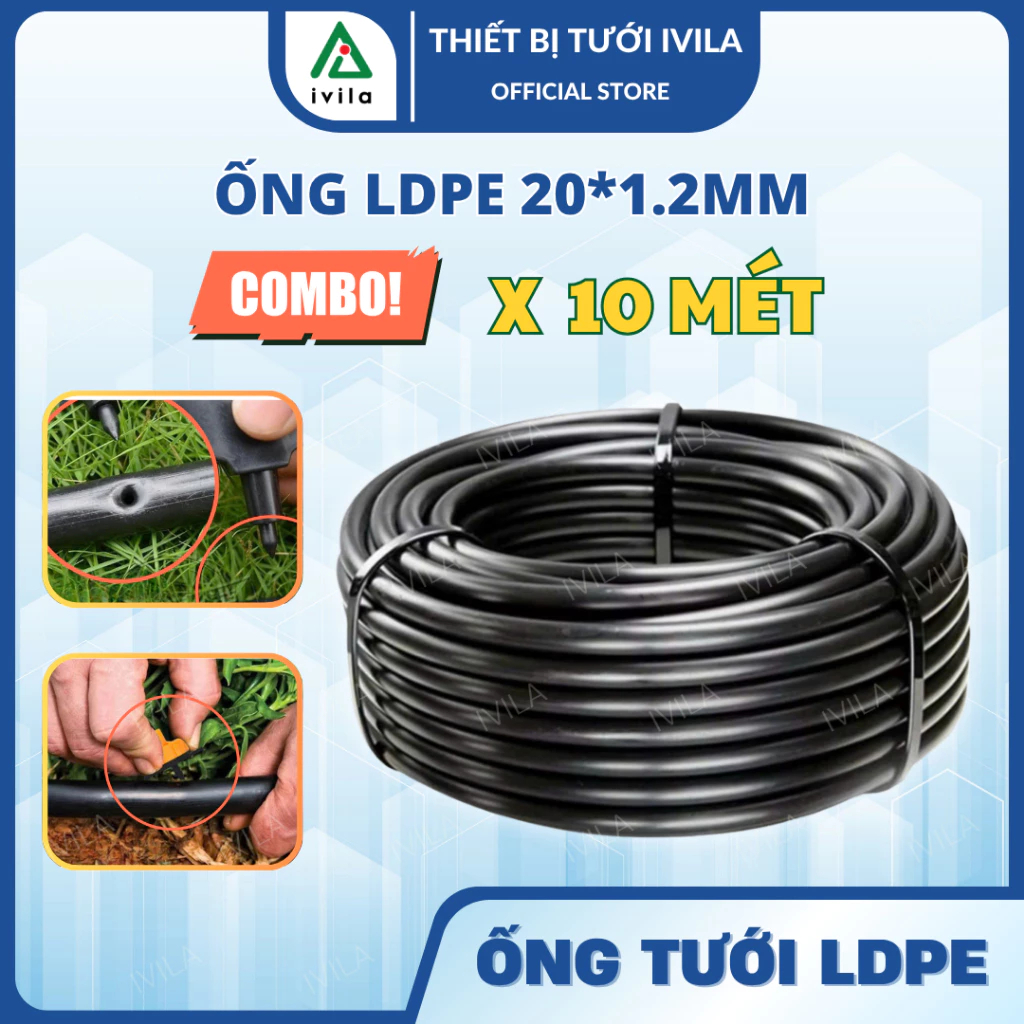 Combo 10m ống LDPE 16mm / LDPE 20mm /LDPE 25mm Dekko Ống PE phi 16mm/20mm/25mm Ống nước PE phi 16mm 
