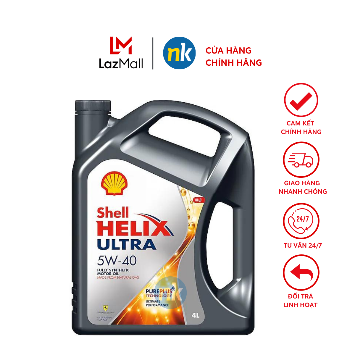 Nhớt tổng hợp 100% dành cho ô tô xe máy nhập khẩu Shell Helix Ultra 5W40 4L - NHẬP KHẨU THÁI LAN Sản