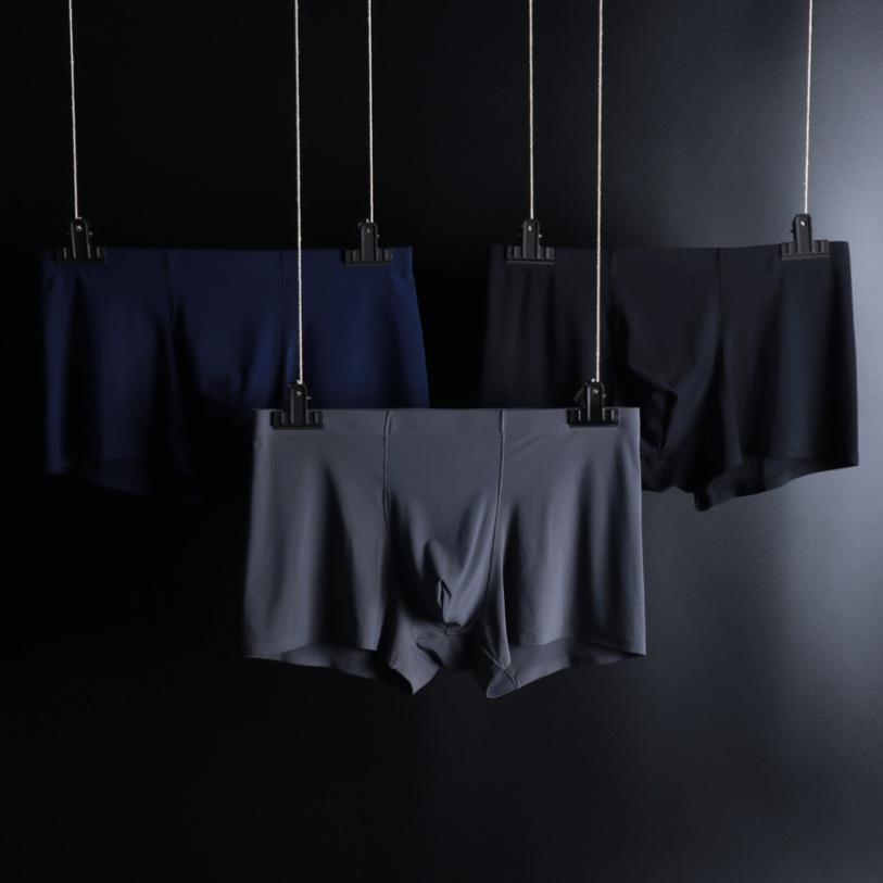 [Hoàn Tiền 15%] Hộp 4 quần lót băng lụa quần sịp đùi nam boxer su đúc mềm mịn không đường may co giã