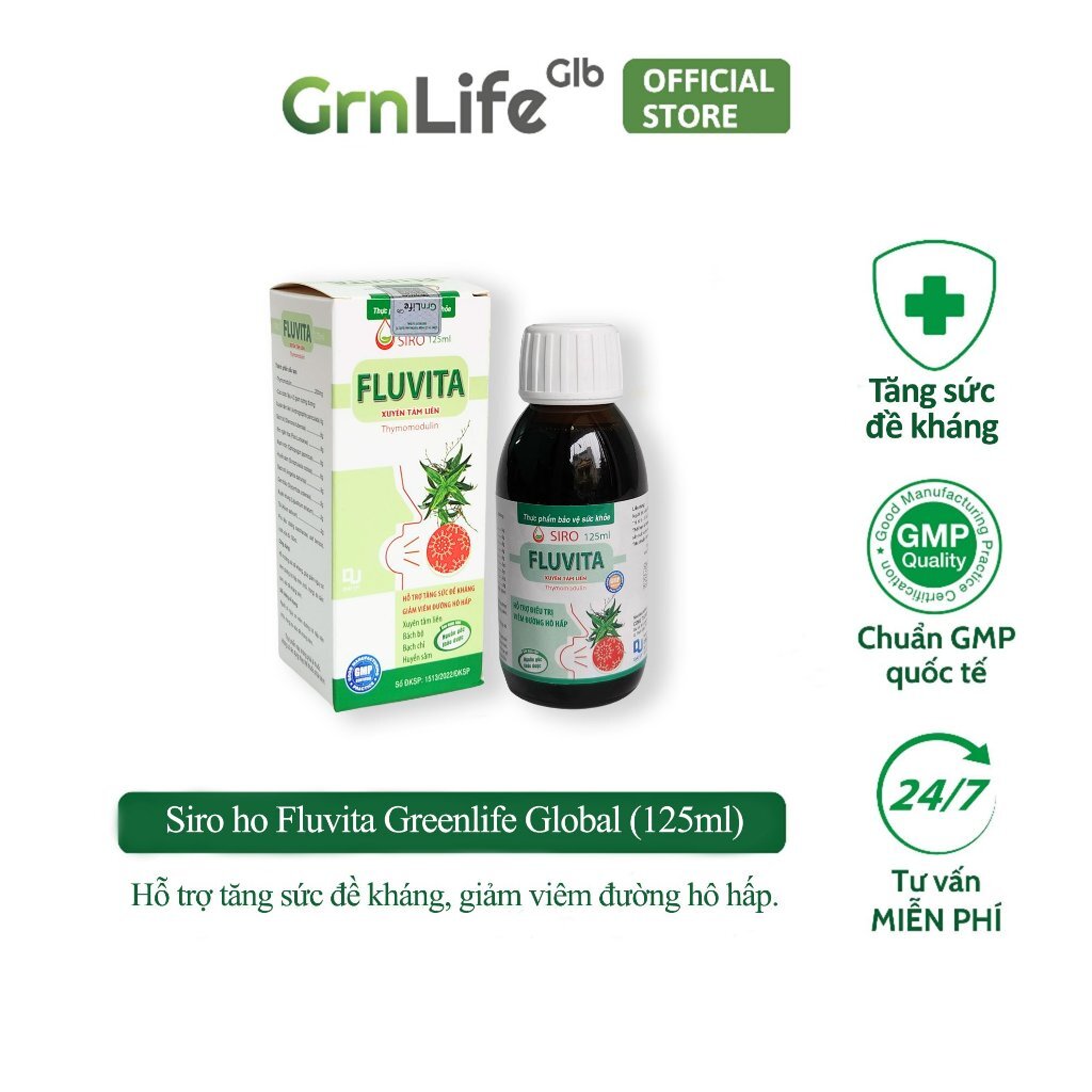 Siro ho cảm cúm Xuyên Tâm Liên FLUVITA Greenlife - Hỗ trợ giảm viêm hô hấp tăng sức đề kháng