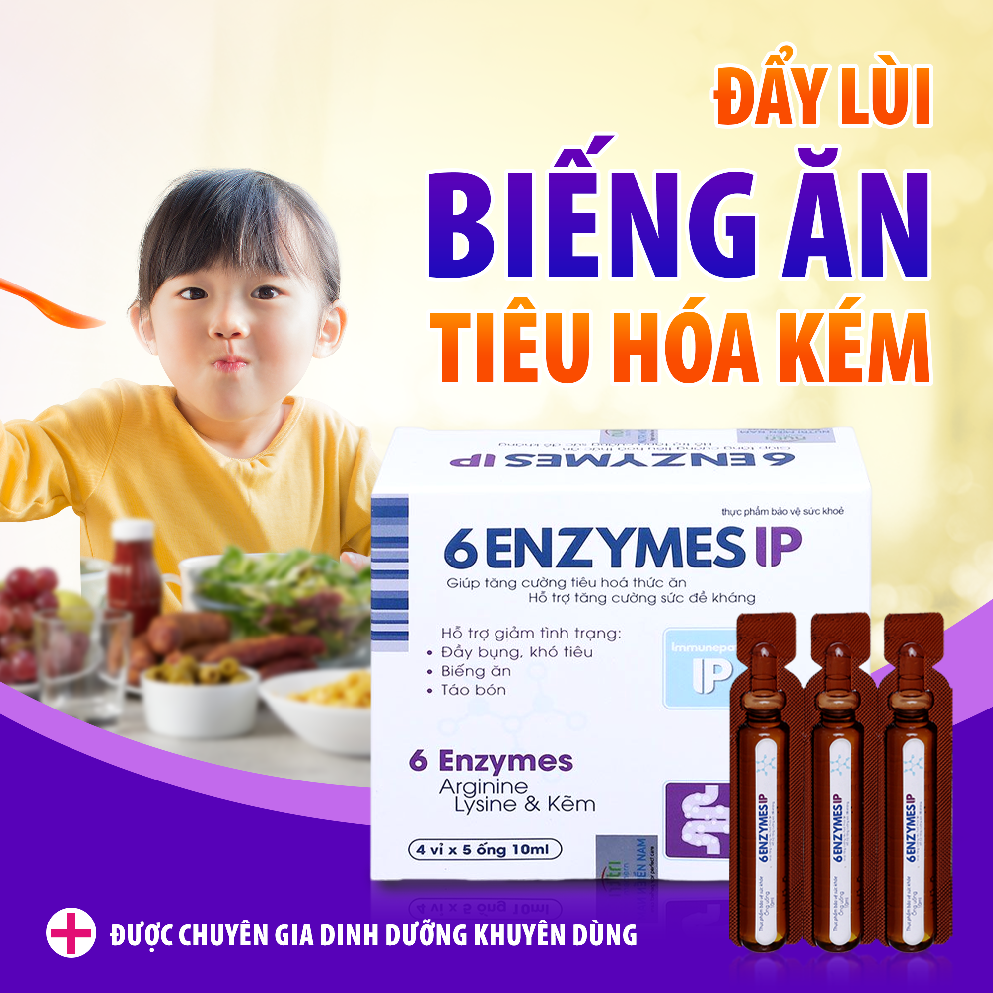 Men Tiêu Hóa 6 ENZYMES IP - Hỗ Trợ Tăng Cường Tiêu Hóa Với 6 Loại Enzyme Thiết Yếu Giúp Ăn Ngon (Hộp