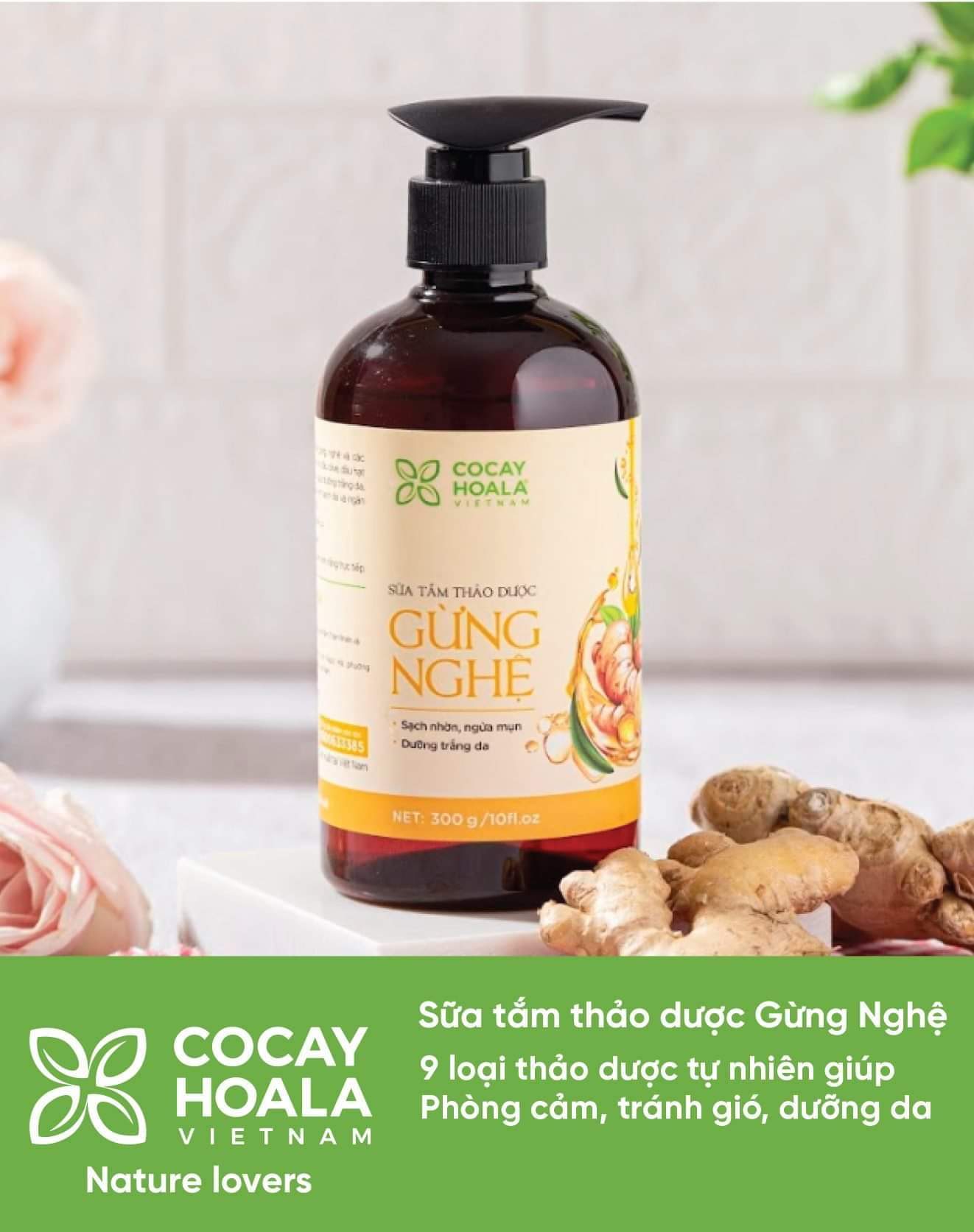 Sữa Tắm Gừng Nghệ - Cỏ Cây Hoa Lá Chai 300Ml