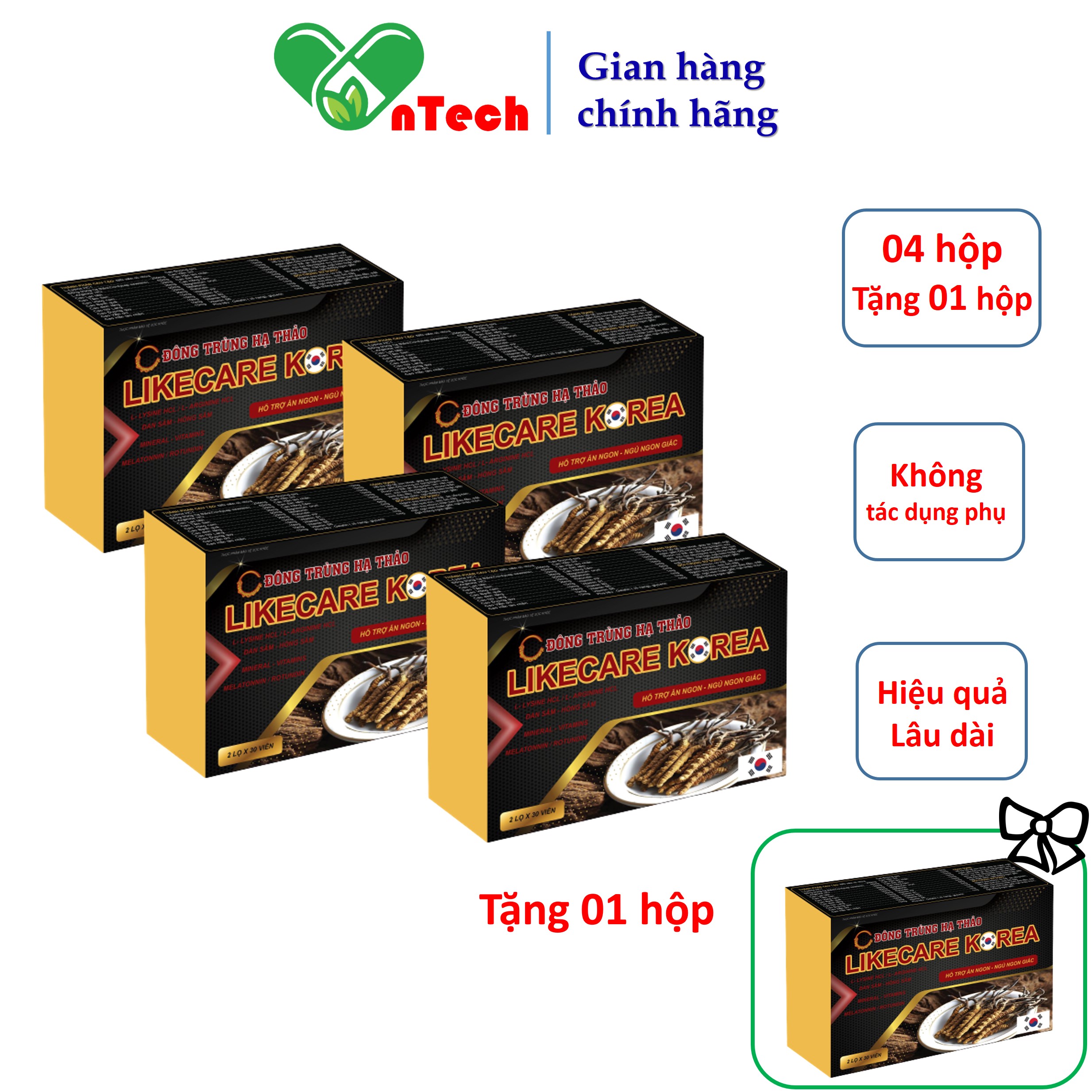 Combo 10 Hộp Đông Trùng Hạ Thảo Like Care Korea Hỗ Trợ Ăn Ngon Ngủ Tốt Hộp 60 Viên