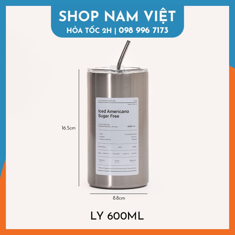 Ly Giữ Nhiệt Ice Americano Phong Cách Trẻ Trung Chất Liệu Inox304 Giữ Nóng Lạnh Kèm Ống Hút