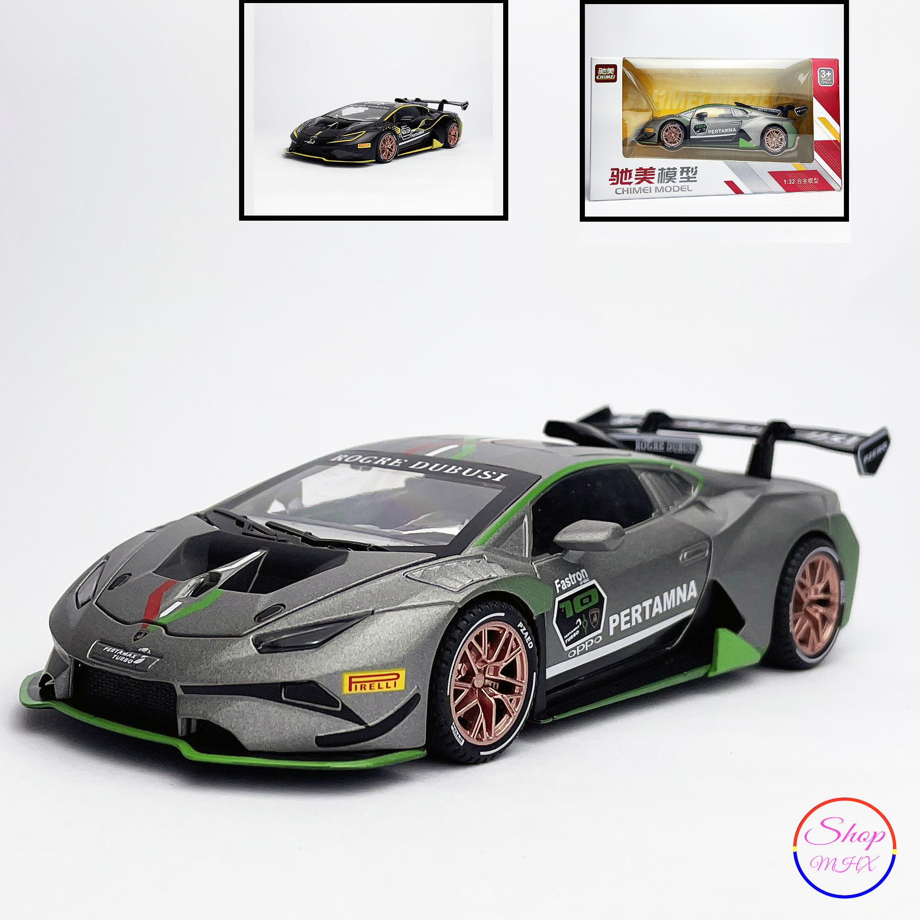 Xe mô hình sắt Lamborghini Huracan Super Evo TẶNG KÈM BIỂN SỐ tỉ lệ 1:32 hãng Chimei