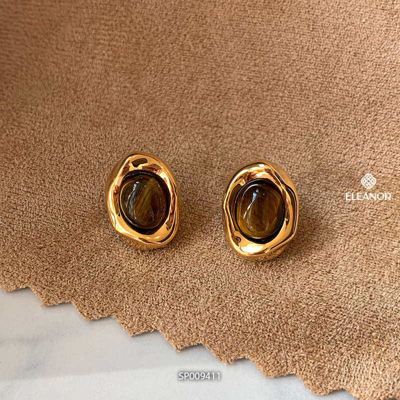 Bông tai nữ chuôi bạc 925 Eleanor Accessories đính đá màu phụ kiện trang sức khuyên tai 9411