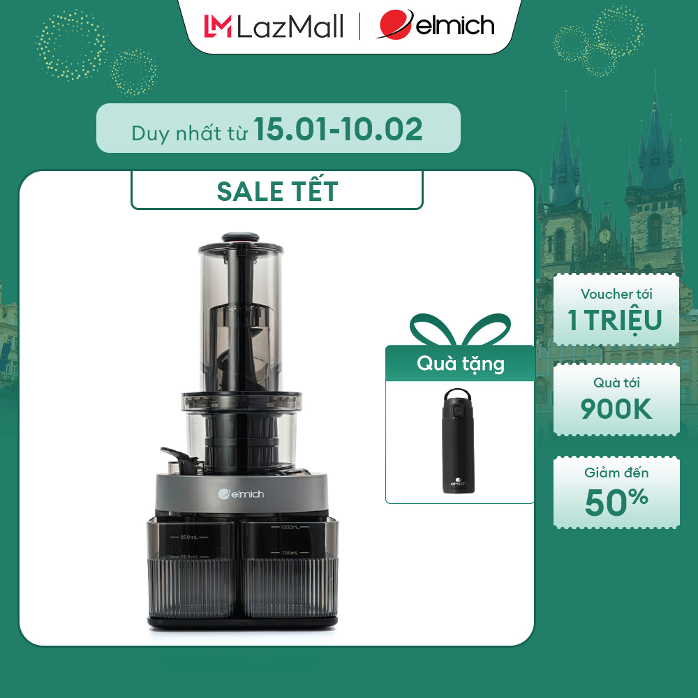 Máy Ép Chậm Elmich JEE-8759 - Công Suất 240W, Kích Thước 310x495x295mm, Màu Đen