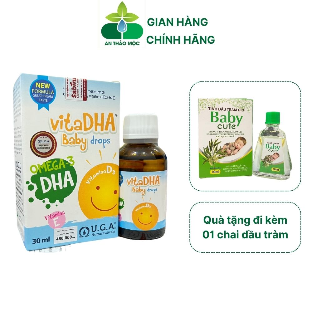 Vita DHA baby drop bổ sung dha vitamin d3 vitamin E cho trẻ từ sơ sinh phát triển trí não thị lực toàn diện cho bé