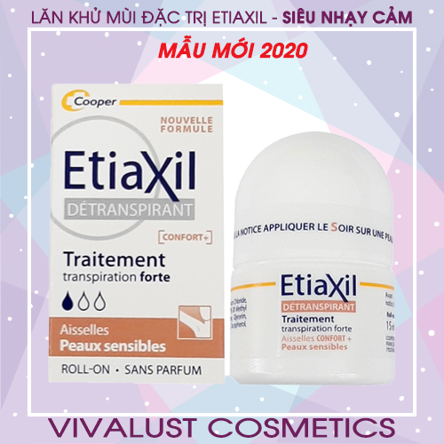 Lăn Khử Mùi ETIAXIL Détranspirant Traitement Confort+ Aisselles Peaux Sensibles 15ml (Dành cho da siêu nhạy cảm)