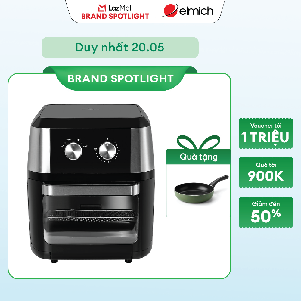 Lò chiên không dầu Elmich AFE-9158, 12L, Chống dính cao cấp, Công nghệ Rapid-Air
