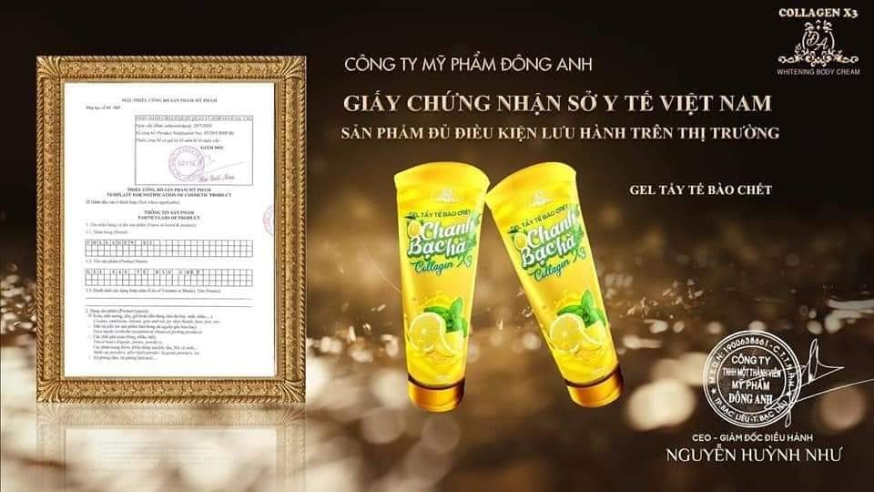 Gel tẩy tế bào chết chanh bạc hà collagen x3
