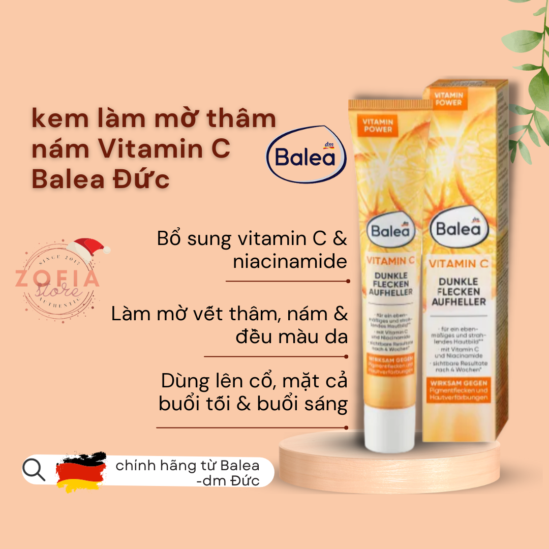 Kem nám làm mờ vết thâm Vitamin C Balea Đức 50ml