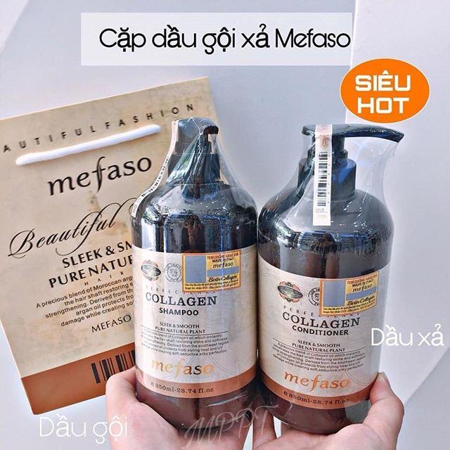 Cặp dầu gội xả Collagen Mefaso ( 2chai x 850ml) siêu mềm mượt