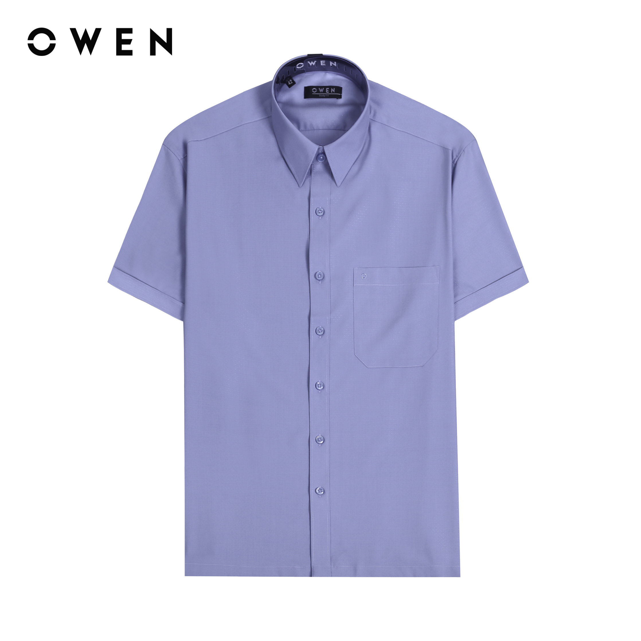 OWEN - Áo sơ mi ngắn tay Body Fit AB230732NT màu Xanh chất liệu Bamboo