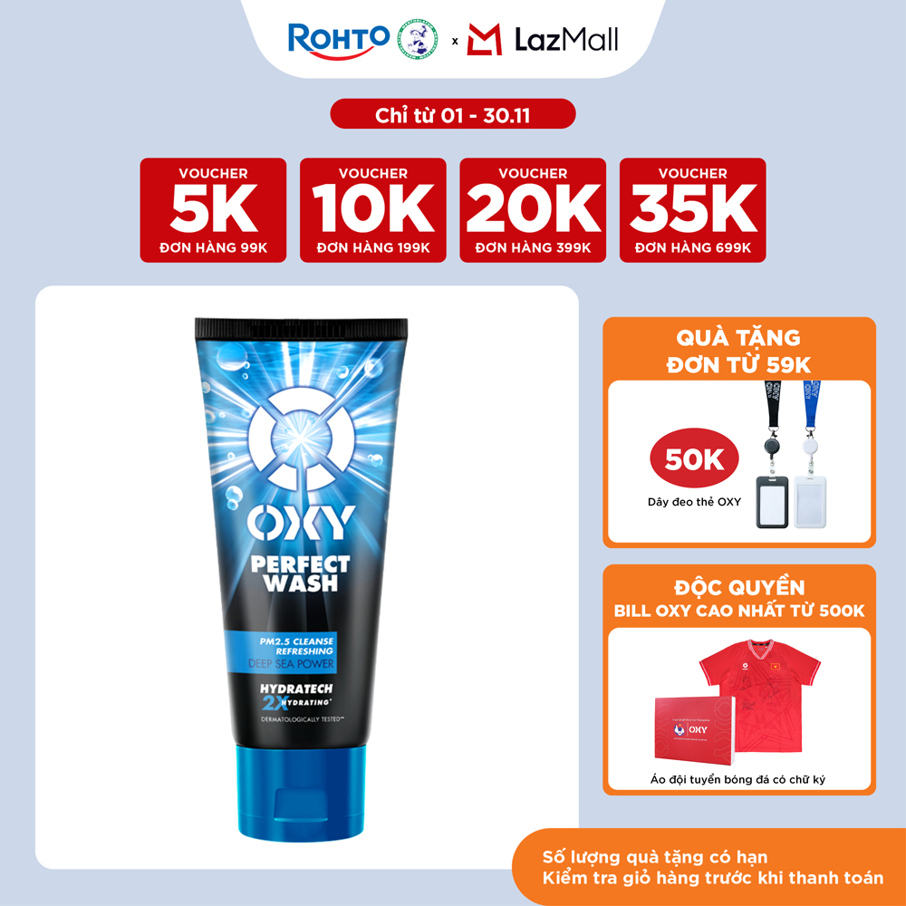 Sữa rửa mặt cho nam Oxy sạch sâu mát lạnh dạng kem Oxy Perfect Wash 100g