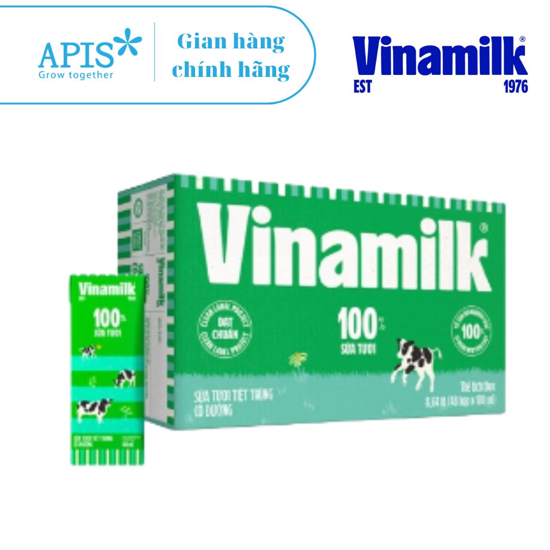 1 Thùng 48 Hộp Sữa Tươi Tiệt Trùng Có Đường Vinamilk 180ml/ Hộp