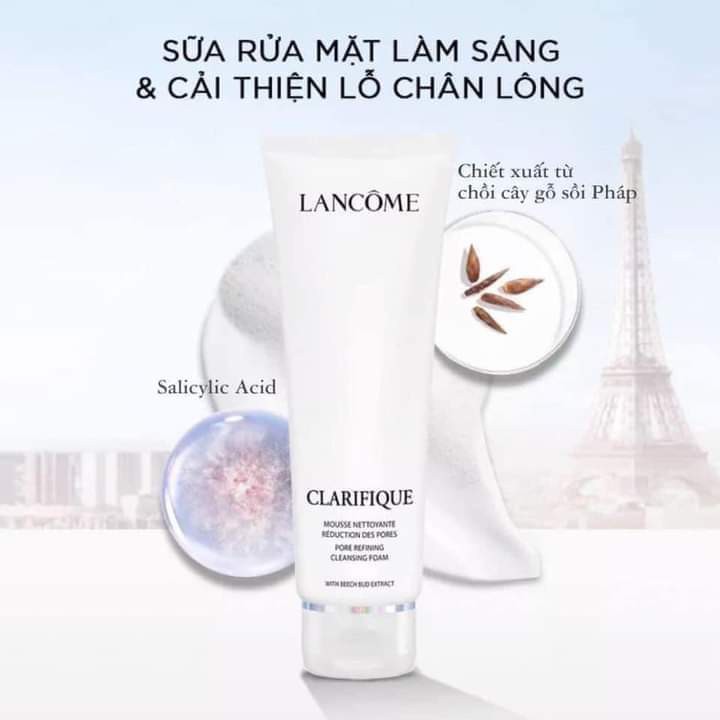 Sữa Rửa Mặt Trắng Da Mờ Thâm Nám Se Khít Lỗ Chân Lông Lancôme Clarifique Pore Refining Cleansing Foam 30Ml