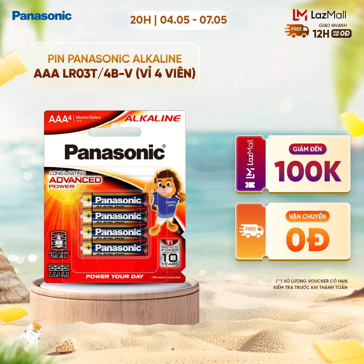 Pin Panasonic Alkaline AAA LR03T/4B-V (Vỉ 4 viên) – Hàng Chính Hãng