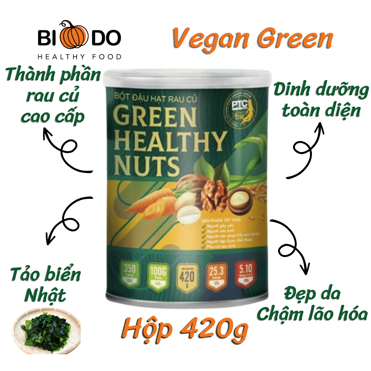 Vegan Protein Bột Sữa Hạt Đậu Rau Củ Thuần Chay - Bí Đỏ Food - Sữa Hạt Ngũ Cốc Bổ Sung Dinh Dưỡng