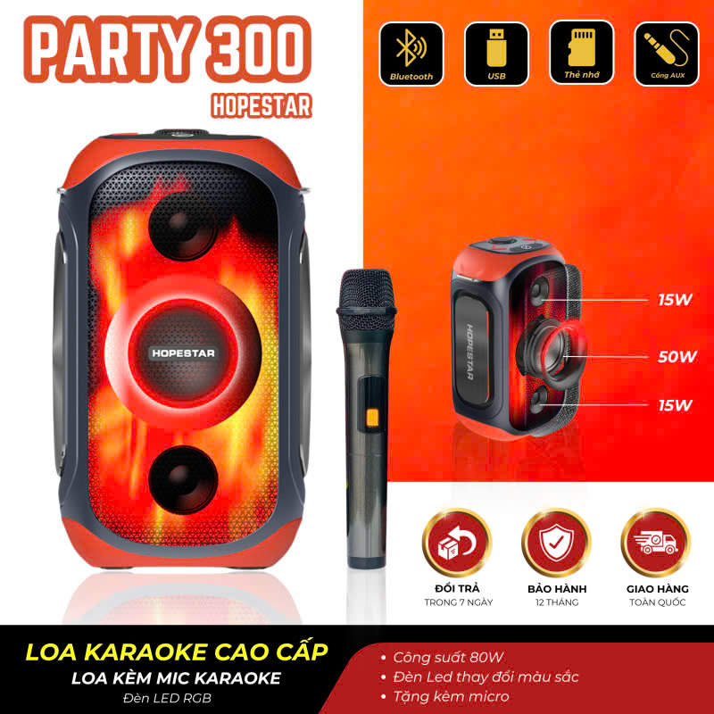 LOA XÁCH TAY karaoke thương hiệu siêu rẻ - HOPESTAR PARTY 300 SIÊU TRẦM | LOA BLUETOOTH KIÊM KARAOKE