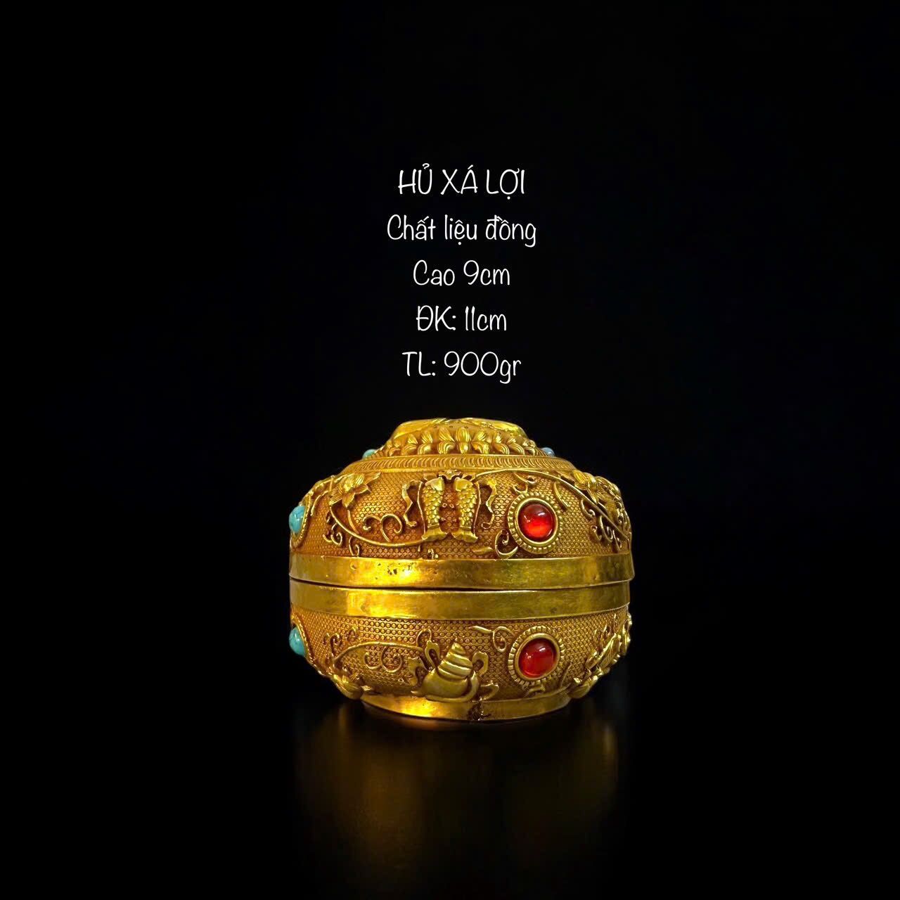 Bình Bát Khất Thực Hình Phật Bằng Đồng Cao 9cm ĐK 11cm Nặng 0.9kg