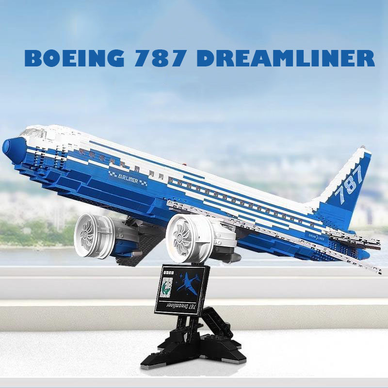 ĐỒ CHƠI LẮP RÁP KIỂU LEGO MÔ HÌNH MÁY BAY BOEING 787 DREAMLINER CÓ TRỤ ĐỠ TRƯNG BÀY DK80009 VỚI 135