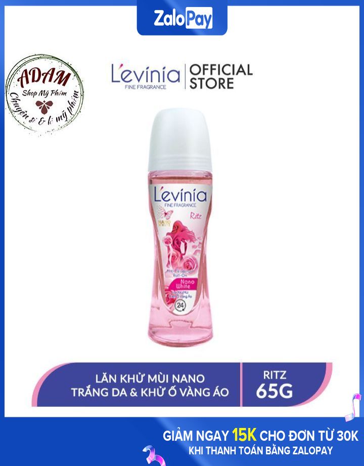 Lăn Khử Mùi Trắng Mịn Da - Giảm Ố Vàng Áo Levinia 65G Màu Hồng - Ritz (Levinia)