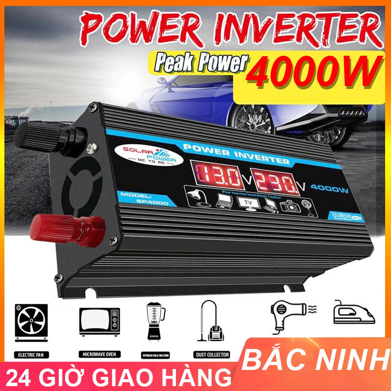 (hàng giao ngay)4000W bộ chuyển đổi điện 12v sang 220v bộ chuyển đổi nguồn 12v sang 220v bộ kích 12v