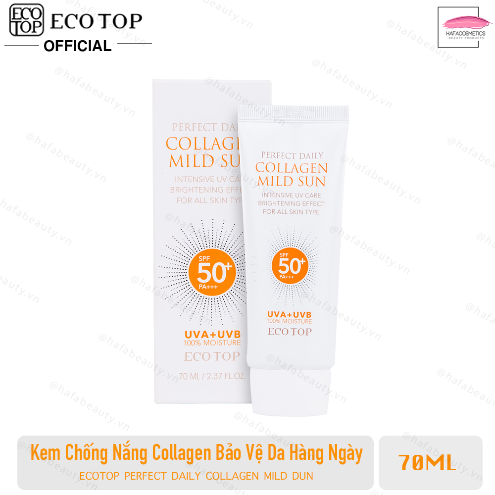 Kem Chống Nắng Dưỡng Da Bảo Vệ Da Toàn Diện ECOTOP Perfect Daily Collagen Mild Sun SPF50+ PA+++ 70ml _ ECOTOP Chính Hãng
